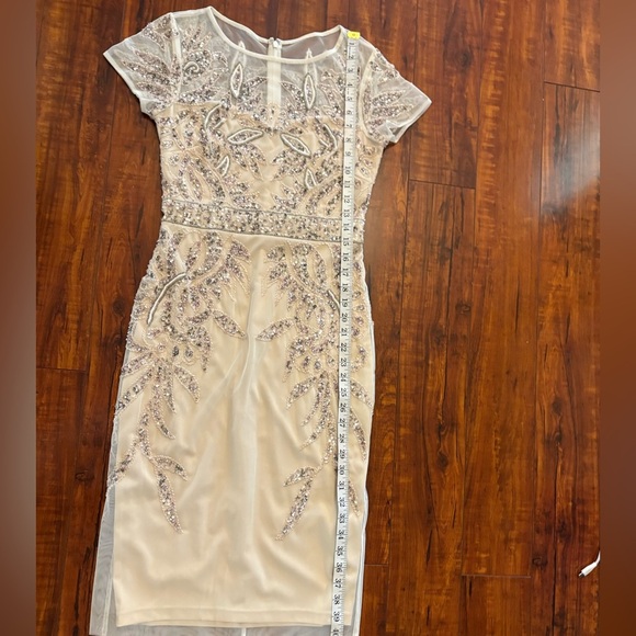 adrianna papell Embellished Mesh Sequin Cocktail wedding Formal Gown dress 2 NWT - Picture 16 of 16